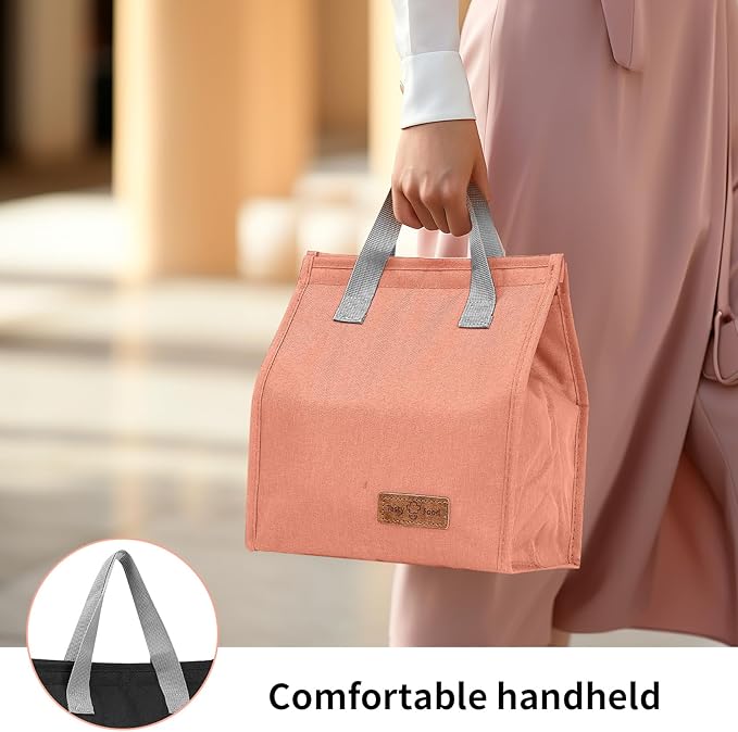 Lunch Bag Insulated, Lunch Box Bag, Reusable Lunch Tote Bag, Lunch Box Container Bag Insulated for Women, Men, Work, Office, Travel - Pink