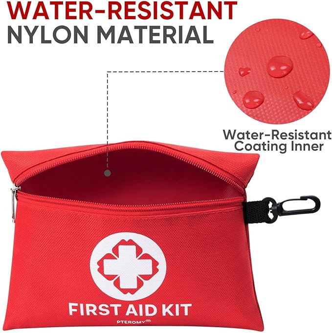 PTEROMY 150 Piece Mini First Aid Kit, Portable Small Emergency Kits Compact 1st Aid Kit for Car, Travel, Home, Camping, Outdoor, Hiking