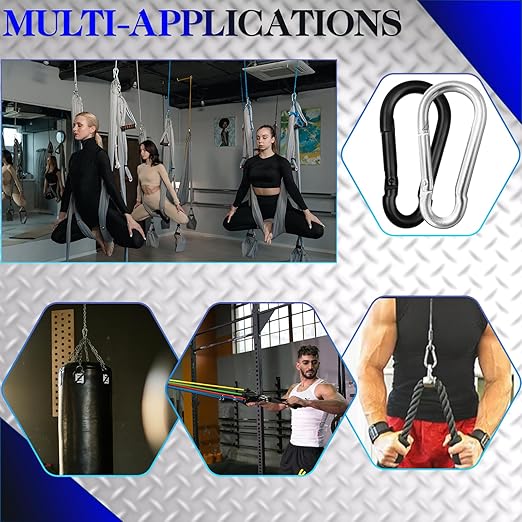 100Pcs 2.36" Spring Snap Hook Carabiners, M6 Galvanized Steel Black Small Carabiner Clip, Keychain Clip, Quick Link Key Chain for Hammock Swing Set Outdoor Travel, Camping, Fishing, Hiking
