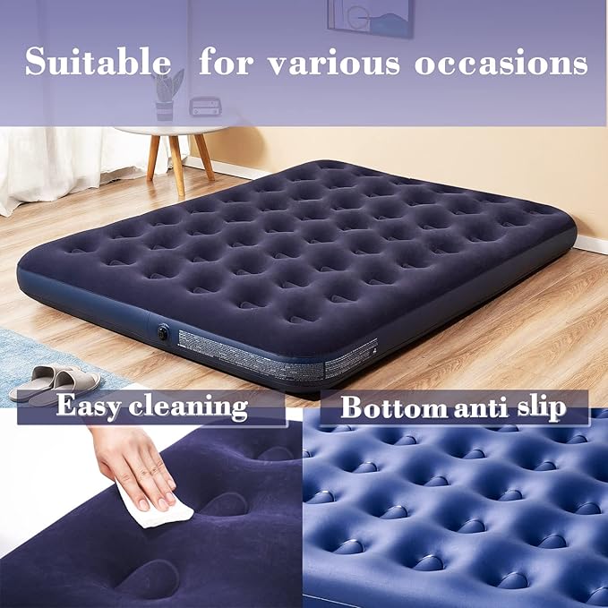 RAPTAVIS King Size Air Mattress Inflatable Bed, Blow Up Mattress Camping Sleeping Pad