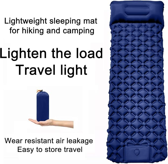 Ultralight Inflatable Camping Sleeping Pad – Compact Built-in Pillow,Waterproof & Durable –Connects to Double Bed and Ideal for Camping, Hiking & Outdoor Adventures