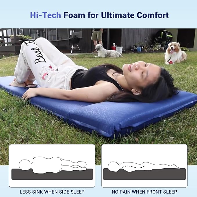 Elegear Self Inflating Sleeping Pad, 3.18'' Ultra-Thick Memory Foam Camping Pad with Pillow, 20s Fast Inflating Camping Mattress Pad, 4-Season Insulated Camp Sleeping Mat for Camping/Travel/Tent/Car