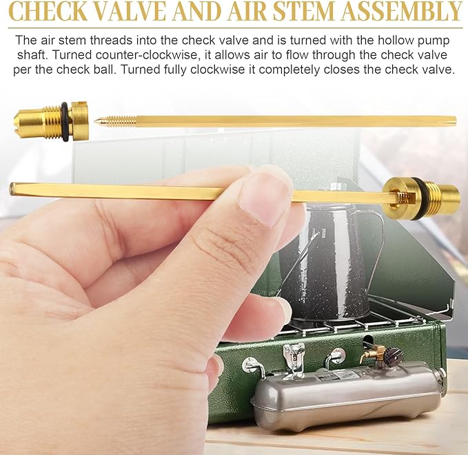 Check Valve and Air Stem Assembly Compatible with Coleman Stove Valve Parts for Fuel Lantern for Fuel Lantern or Stove - 2 Pcs