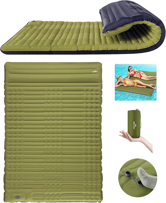 Megior Camping Sleeping Pad, Extra Thickness 4 Inch Inflatable Sleeping Mat Lightweight Waterproof Camping with Built-in Air Pump Air Mattress for Backpacking, Hiking, Tent, Traveling
