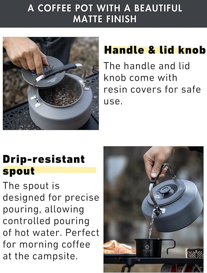 CAMPINGMOON Camping Kettle 1.5L Portable Ultra-Light Coffee Tea Pot S1500