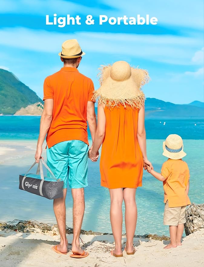 Beach Tent Sun Shelter for 3 Person with UPF 50+ UV Protection, Lightweight & Easy Setup Beach Shade Canopy with Vent Windows & Zippered Door