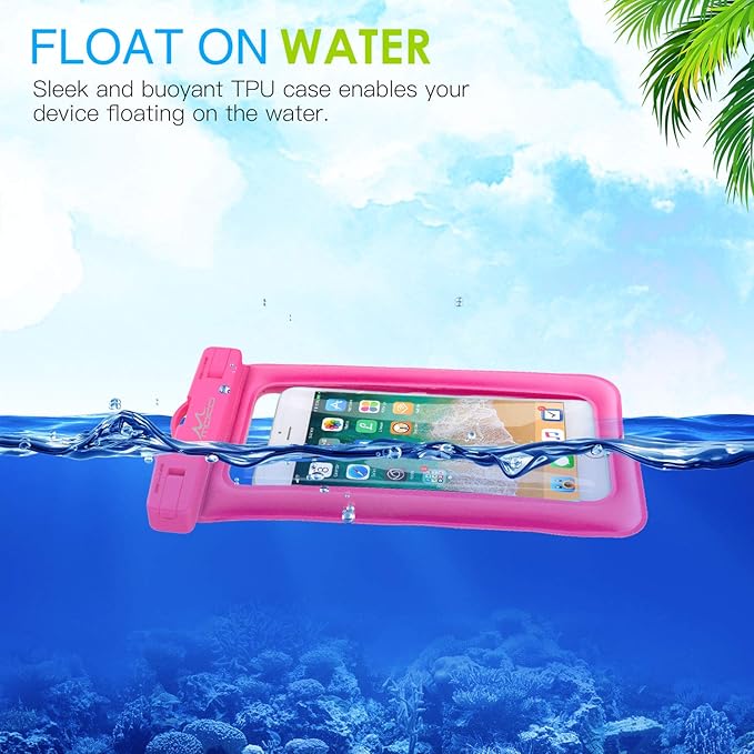 MoKo Floating Waterproof Phone Pouch 2Pack Compatible with iPhone 14 13 12 11 Pro Max X/Xr/Xs/SE 3, Samsung S21/S10/S9/S8