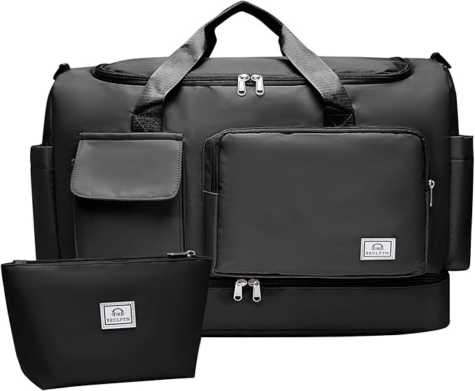 Small Gym Bag for Women, Travel Duffle Bag Carry On Weekender Bag with Shoe Compartment