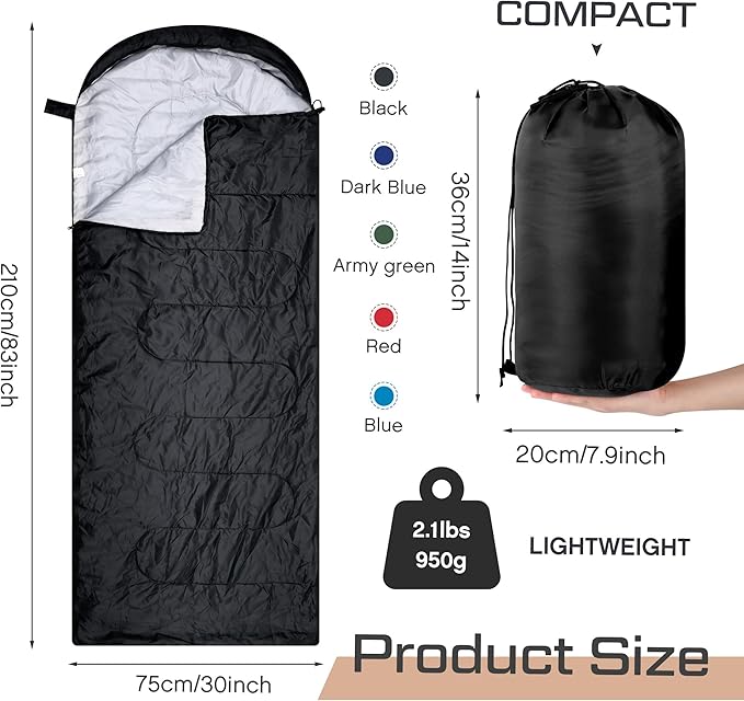 Tranqun 10 Pcs Sleeping Bags for Adults Cotton Liner Cold Warm Weather 4 Seasons Camping Gear Equipment Lightweight Waterproof Backpacking Sleeping Bag for Hiking Outdoor Travel, 5 Color