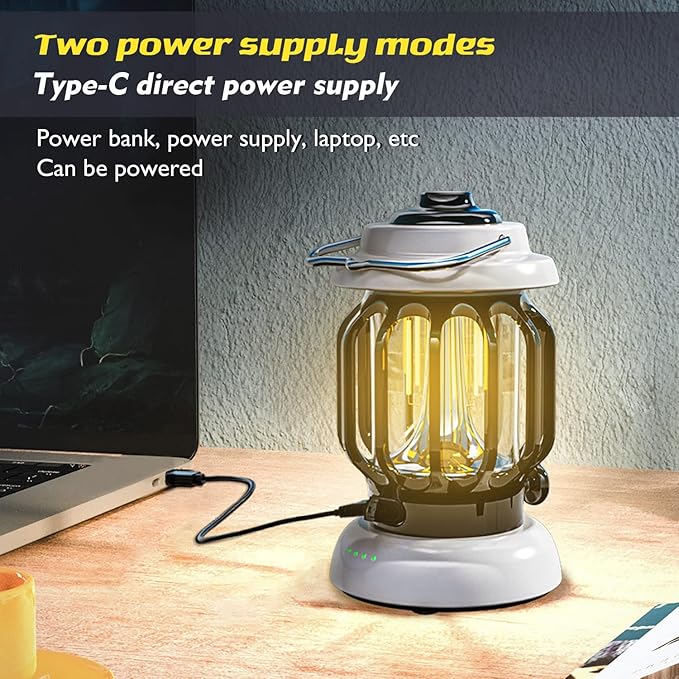 LED Camping Lantern,Rechargeable Retro Metal Camping Light,Battery Powered Hanging Lamp ,Portable Waterpoor Outdoor Tent Bulb, Emergency Lighting for Power Failure,Outages