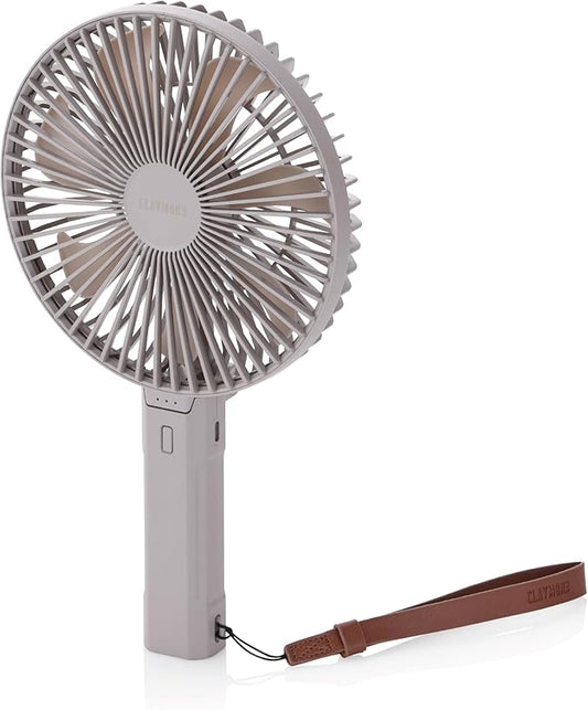 Claymore Handy A (Gray) Portable Handheld Fan - Rechargeable Foldable with Quiet BLDC Motor, USB-C Charging, 180° Adjustable Design, 6 Speed Settings, Personal Fan for Travel, Outdoor & Indoor Use