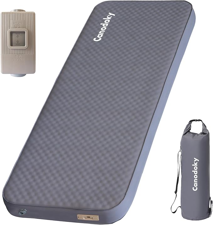 4" Ultra-Thick Self-Inflating Sleeping Pad with 3-in-1 Rechargeable Pump, Air Adjustable Foam Camping Mattress, Fast Inflate & Deflate 9.5R Heavy-Duty Camping Mat for Car, Truck, Van, Rooftop Tent