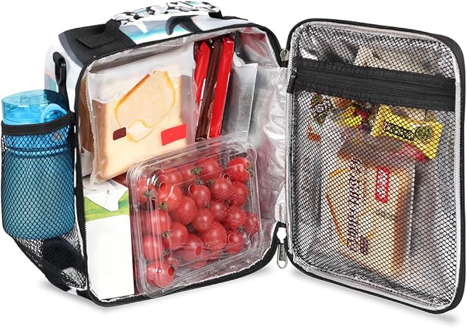 cfpolar Kids Penguin Lunch Bag, Reusable Insulated Lunch Box with Shoulder Strap, Thermal Cooler Lunch Tote, Leakproof, Multicolor, Animal Pattern