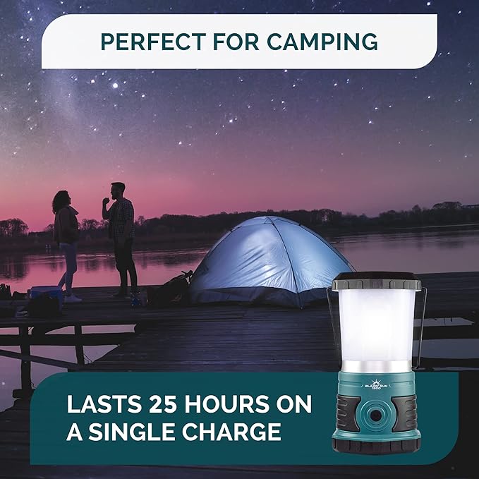 Blazin' Sun Rechargeable LED Lantern 1500 Lumen | Portable Camping Lantern | Hurricane, Emergency, Storm, Power Outage Light | 4 Modes | Runs Up to 25 Hours