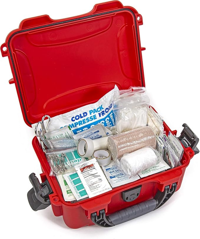 NANUK 904 Waterproof First Aid Box Empty – Durable, Medical First Aid Organizer Case, IP67-Rated, Dustproof, Impact-Resistant, and Floats (7.4" x 4.9" x 3.1") – Red