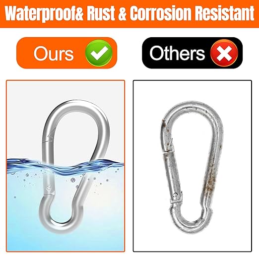 50PCS 2.36" Small Carabiner Clip, Spring Snap Hook, Heavy Duty Galvanized Steel Keychain Carabiner, Locking Climbing Caribiners Clips for Gym, Plant Hanging, Outdoor Camping, Hiking, 260 lbs Capacity
