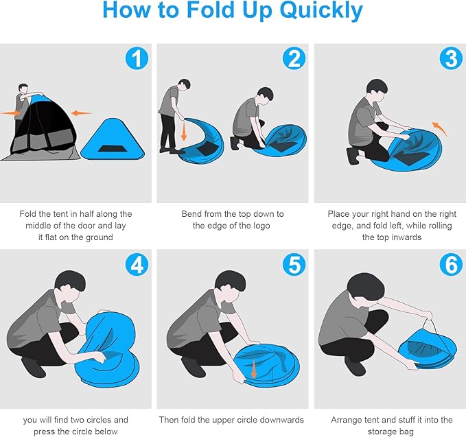 Gorich Easy Pop Up Beach Tent for 3-4 Person, UPF 50+ UV Protection Beach Umbrella Sun Shelter, Portable Lightweight Cool Cabana Shade with Easy Foldable & Instant Setup