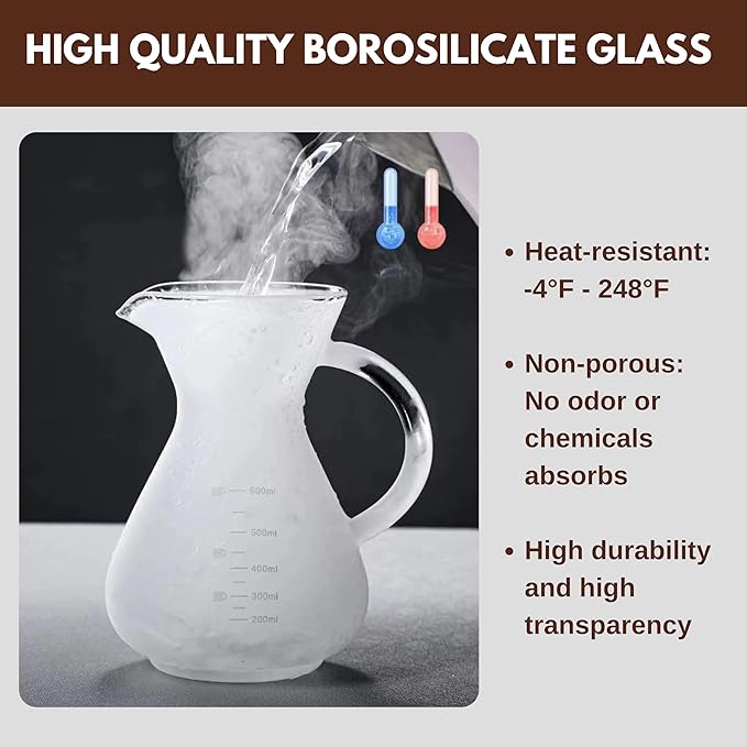 Pour Over Coffee Maker - Borosilicate Glass Carafe - Reusable Stainless Steel Paperless Filter/Dripper - For Home & Office & Resteraunt & Camping