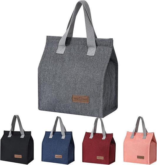 Lunch Bag Insulated, Lunch Box Bag, Reusable Lunch Tote Bag, Lunch Box Container Bag Insulated for Women, Men, Work, Office, Travel - Grey