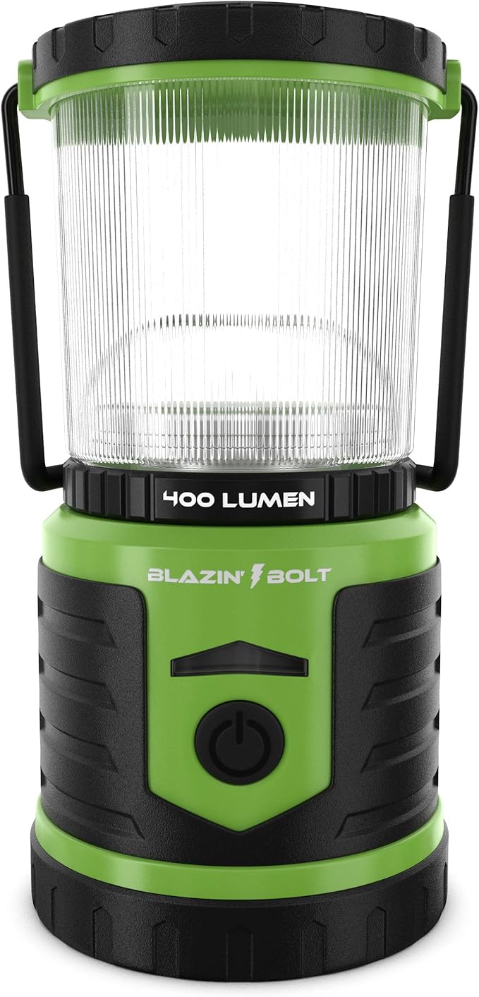 Blazin Bolt Rugged USB Rechargeable Lantern | 400 Lumen | 400 Hours of Light | 6000mAh Power Bank | 6 Modes | Camping, Emergency, Power Outage, Storm, Blizzard, Hurricane Survival