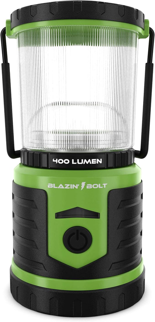 Blazin Bolt Rugged USB Rechargeable Lantern | 400 Lumen | 400 Hours of Light | 6000mAh Power Bank | 6 Modes | Camping, Emergency, Power Outage, Storm, Blizzard, Hurricane Survival