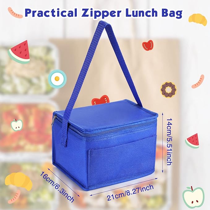 Nuogo 15 Pack Insulated Lunch Bags Bulk, Reusable Cooler Boxes, Leakproof Lunch Boxes Set, Waterproof Thermal Coolers, Insulated Beverage Bag for Women Men Work School Picnic Beach(Blue)