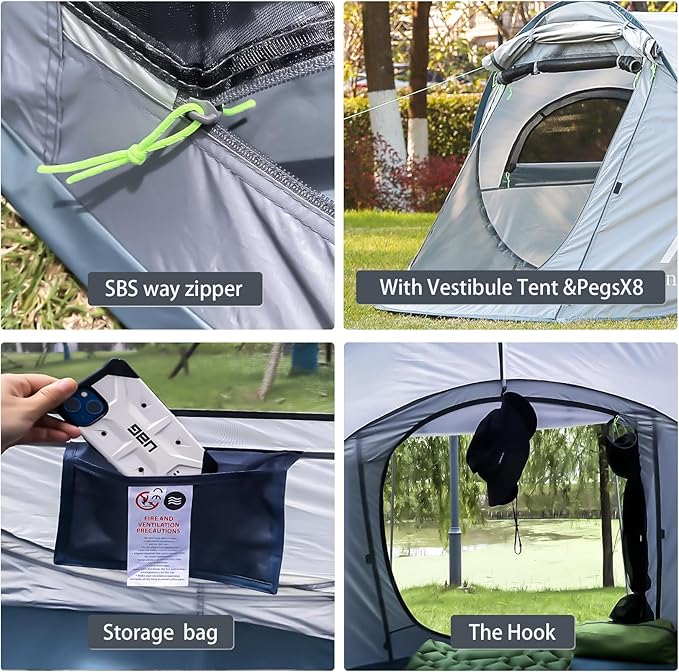 Pop Up Tents for Camping 2 Person Waterproof Army Surplus Military Popup Tent Camping Easy Up Camping Tents Instant Tent Big
