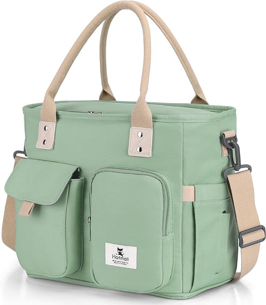 Hafmall Large Insulated Lunch Bag for Women, Leakproof Lunch Box for Men, Wide Opening Lunch Tote Bag with Shoulder Strap, Reusable Adult Lunch Bag For Work, Picnic, Green