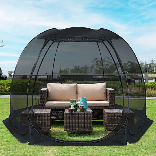Alvantor Screen House Gazebo, 6-10-15 Person Pop Up Igloo Screened Canopy Tent with Mosquito Netting Sides, Instant UV Resistant Sun Shelter for Garden, Patio, Backyard