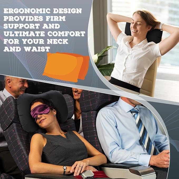 Tatuo 3 Pcs Inflatable Camping Travel Pillow Ultralight Inflating Pillows Lightweight Camping Pillow Portable Backpacking Pillow for Neck Lumbar Support Hiking Sleeping Camping (Black)