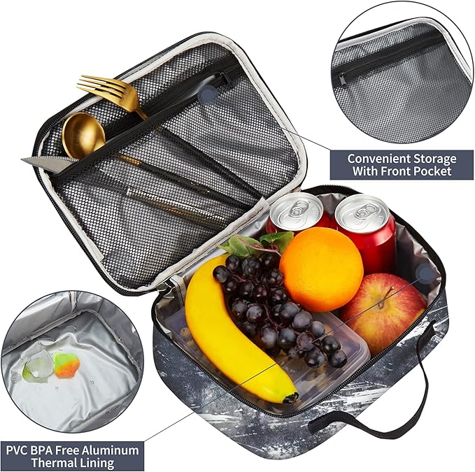 rickyh style Lunch Box with Padded Liner, Spacious Insulated Lunch Bag Durable Thermal Lunch Cooler Pack with Strap for Boys Girls Adults School Sports Beach Picnic Work Camp,2 Pocket(LBMOSE)