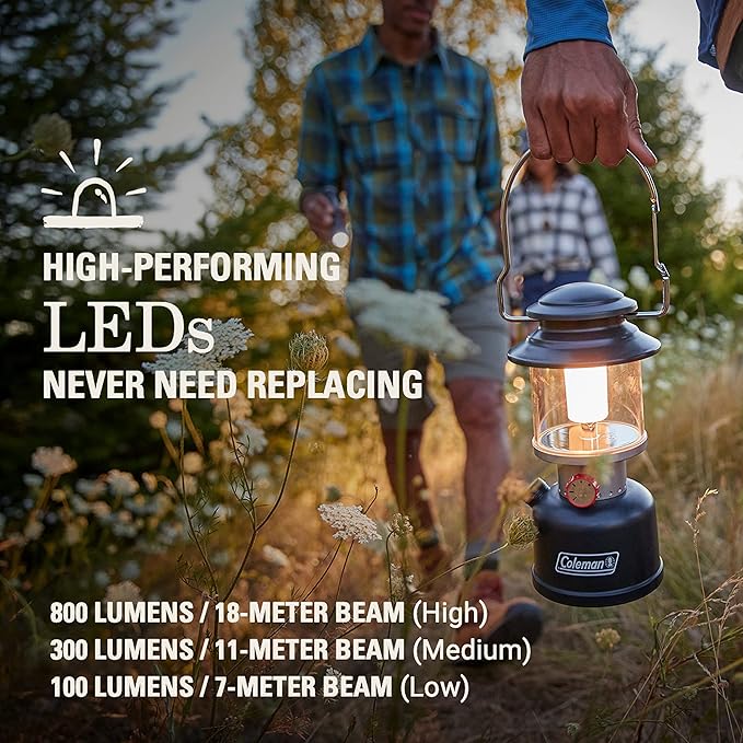 Coleman Classic Recharge 800 Lumens LED Lantern, Durable Water-Resistant Lantern with Built-in Rechargeable Batteries, Ideal for Camping and Emergencies