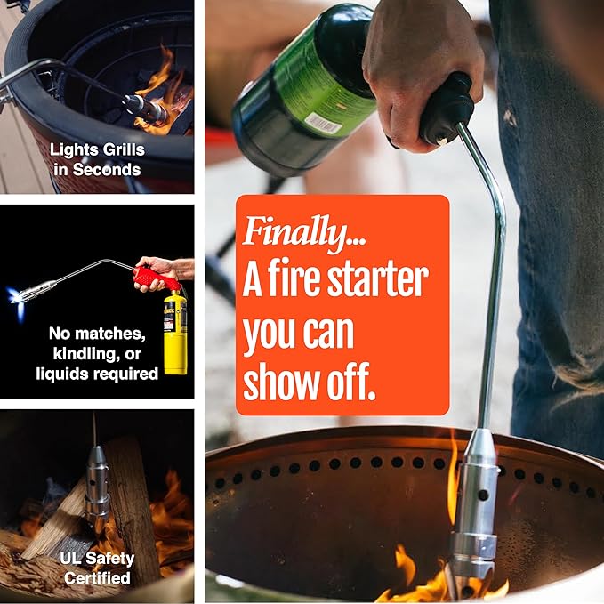 Green Fire Starter Torch | Atlas | Charcoal Starter | Tri-Flame Tip | Propane & MAP/PRO Compatible | Case Included