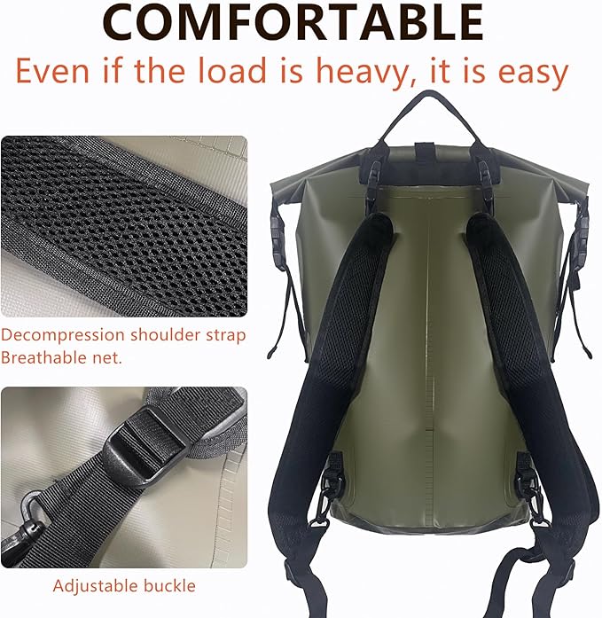 Waterproof Dry Bag Backpack - Lightweight Hiking Pack with Zippered Pocket for Camping, Kayaking, Travel, Hiking, Fishing, Outdoor Enthusiasts（35L）