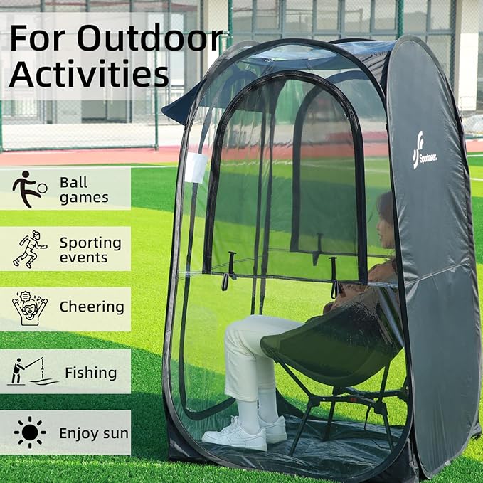 Sportneer Sports Tent, 1 Person Tent Sports Tents for Parents for Cold Day Lightweight Portable Pop Up Tent for Sports Event, Protection from Cold Wind and Rain (L)