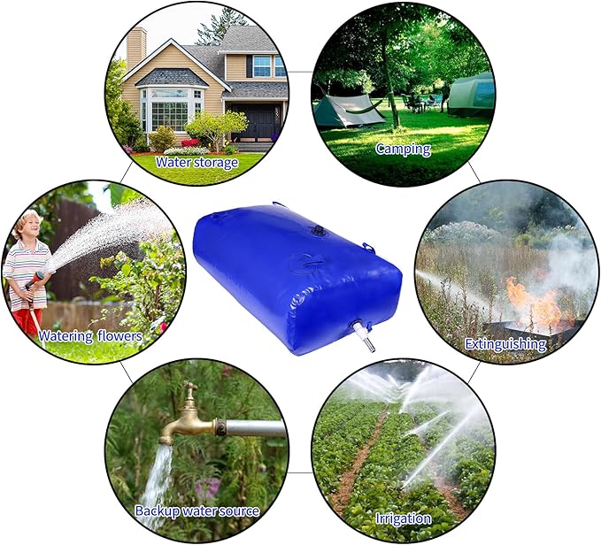 400 L/100 gal Water Bladder Storage Containers, Foldable Portable Water Tank Large Capacity Soft Water Bag, Drought Resistance, Fire Prevention, Emergency Water