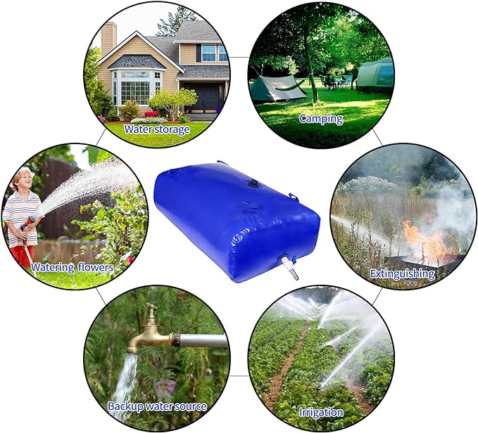 2000 L/528 gal Water Bladder Storage Containers, Foldable Portable Water Tank Large Capacity Soft Water Bag, Drought Resistance, Fire Prevention, Emergency Water