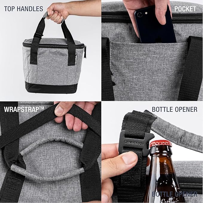 CleverMade Tahoe Collapsible Insulated Cooler Bag – 18 Can Leakproof Soft Cooler for Beach, Travel, Car – Bottle Opener – Cool Gray/Midnight