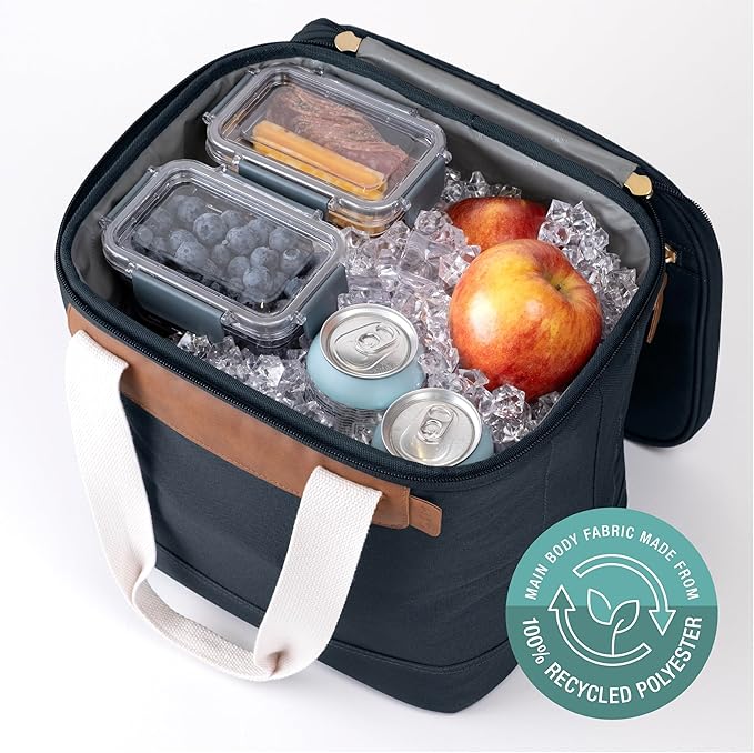 CleverMade 18-Can Heavy Duty Backpack Cooler with Bottle Opener – Leakproof Insulated Cooler Bag for Lunch, Work, Beach, Camping, Picnic – Leeward Navy
