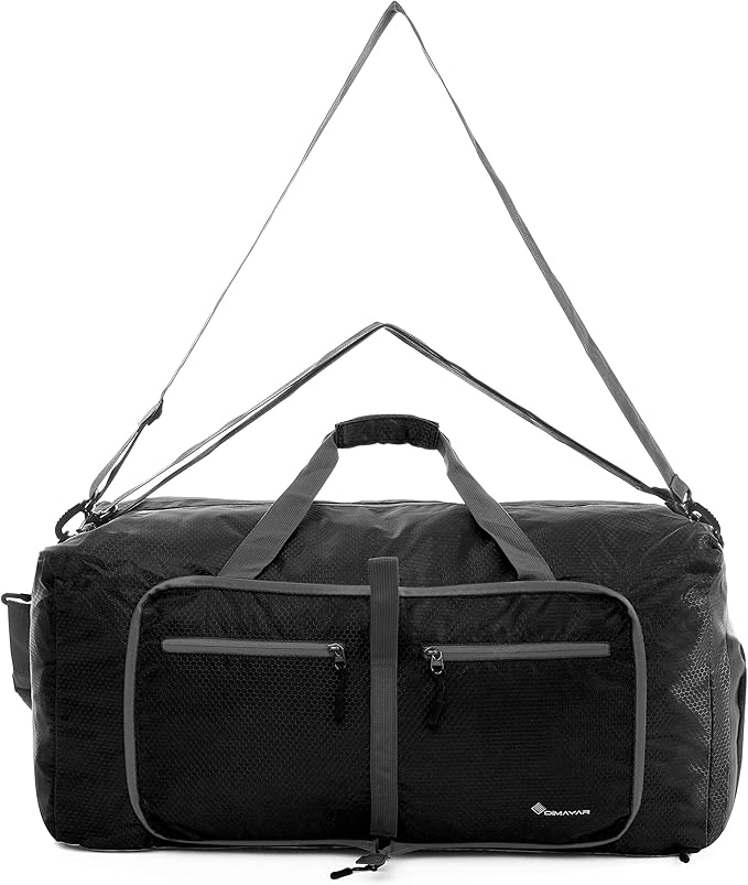 Dimayar Travel Duffle Bag for Men Women - Foldable Duffel Bag with Shoes Compartment - Overnight Bags Waterproof & Tear Resistant(85L,Black)