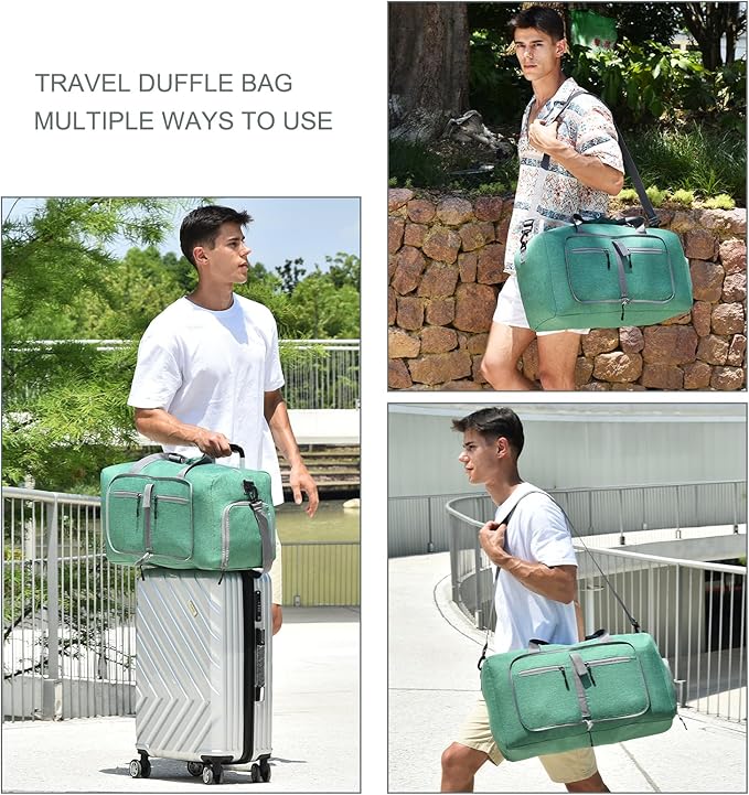 Dimayar 85L Travel Duffle Bag for Men Women - Foldable Duffel Bag with Shoes Compartment - Overnight Bags Waterproof & Tear Resistant(Forest Green)