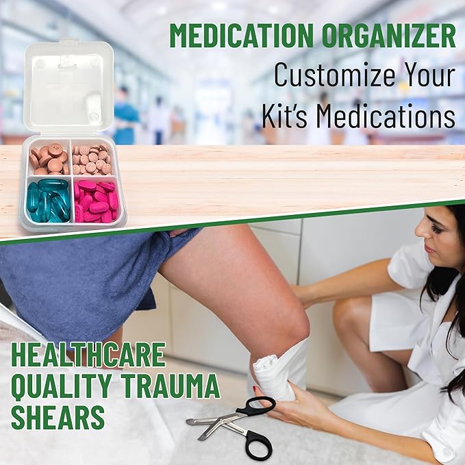 Travel Size 120 Piece First Aid Kit for Camping, Hiking, Boating, or Car- Perfect for Dorm Room Essentials, Boat Accessories, Camping Essentials, Survival Gear and Supplies, Emergency Supplies