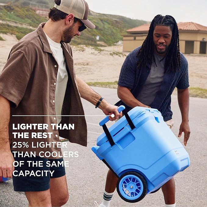 Coleman Pro 55qt Wheeled Ultra-Light Premium Hard Cooler, Extra-Thick Insulation Keeps Ice up to 5 Days, 92-Can Capacity, Heavy-Duty Wheels