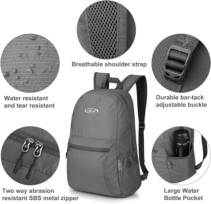 G4Free 20L Lightweight Packable Backpack Travel Hiking Daypack Foldable Backpack for Men Women