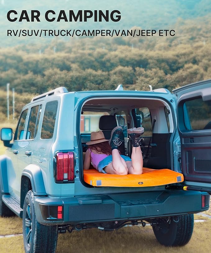 4 INCH Thick Foam Camping Mattress [Car/Tent/Cot] 30D Foam Portable Floor Sleeping Mat Cot Pad Roll Up Mattress for Guests Sleepovers RV Truck Camper