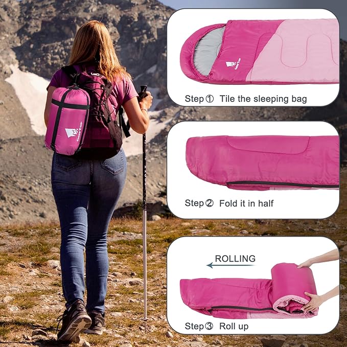 GEERTOP Backpacking Sleeping Bag for Camping, Lightweight Sleeping Bags for Adults Kids Summer Warm Cold Weather Hiking Travel