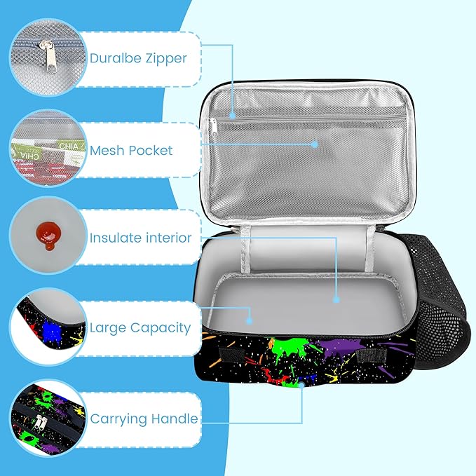 RLGPBON Kids Lunch Bag,Insulated Lunch Box for Girls Boys,Game Lunch Bag Toddler Teen,School Daycare Cute Travel bags