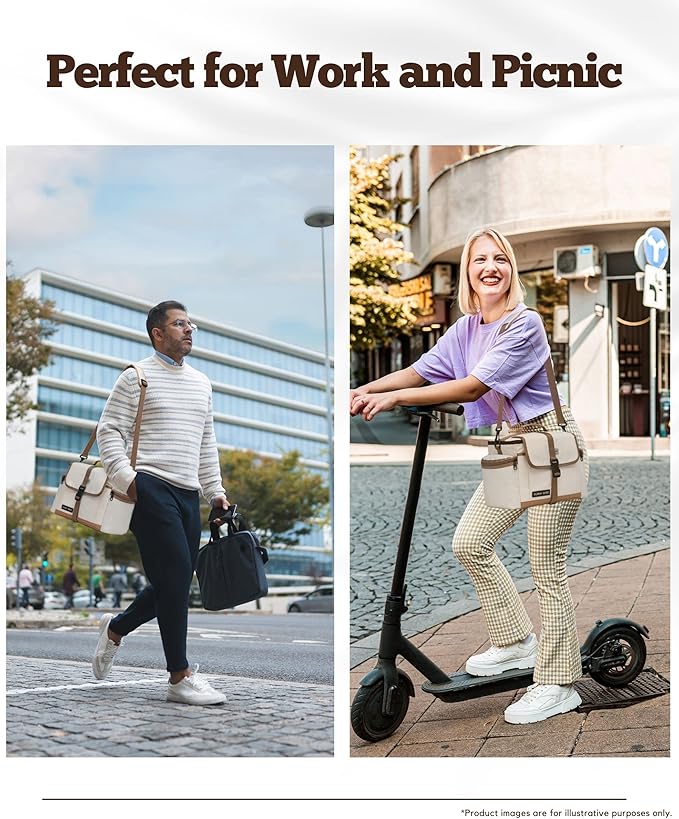 SUNNY BIRD 15L Insulated Lunch Bag with Foldable and Leakproof Design, Thermally Insulated, Shoulder Strap for Women, Men (Classic Ivory)