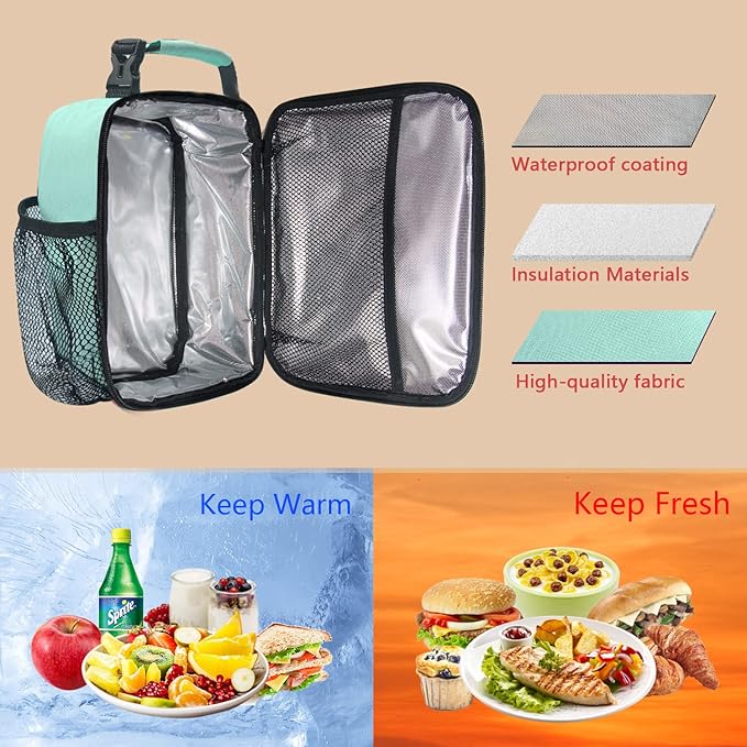 Hap Tim Insulated Lunch Box for Men, Reusable Lunch Bag for Women & Men, Adluts Lunchbox for Office Work, Portable Lunchbag, Mint Green（18654-MG）