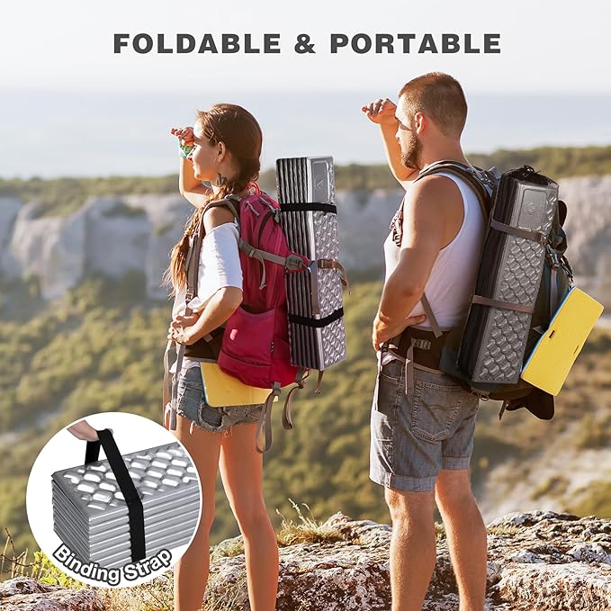 REDCAMP Foldable Foam Camping Pads for Sleeping, Waterproof Closed Cell Foam Camping Sleeping Pad - Ultra-Lightweight for Hiking & Backpacking, R-2.1 Insulated, Royal Blue/Grey/Green/Brown/Khaki